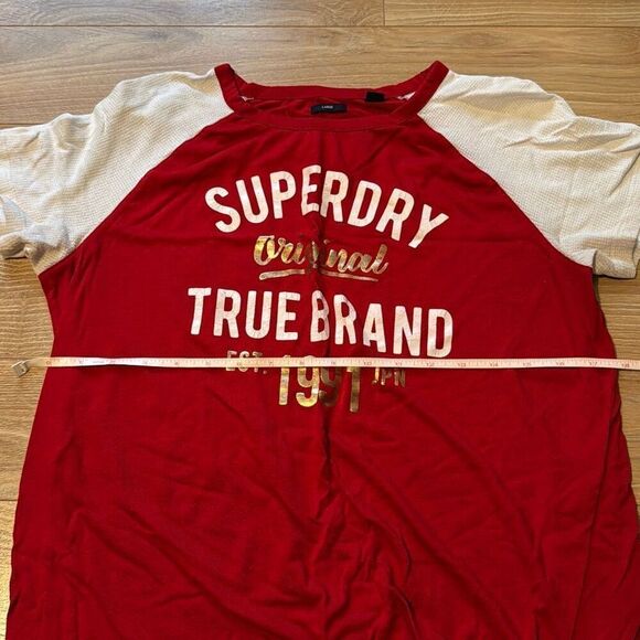 Superdry Women's Red Baseball Tee - T Shirt Size Large - Picture 3 of 8